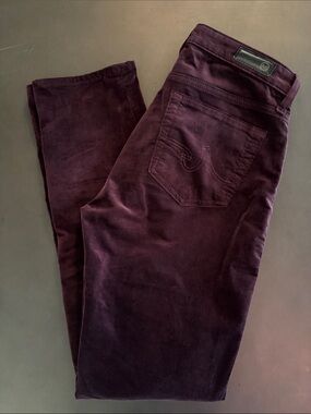 AG Adriano Goldschmied Skinny Velvet Jeans in Deep Plum